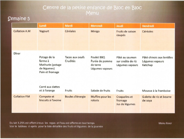 CPE De Bloc en Bloc Public MENUS Menus d'hiver